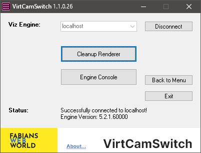 Screenshot VirtCamSwitch: Engine Toolbox Menu